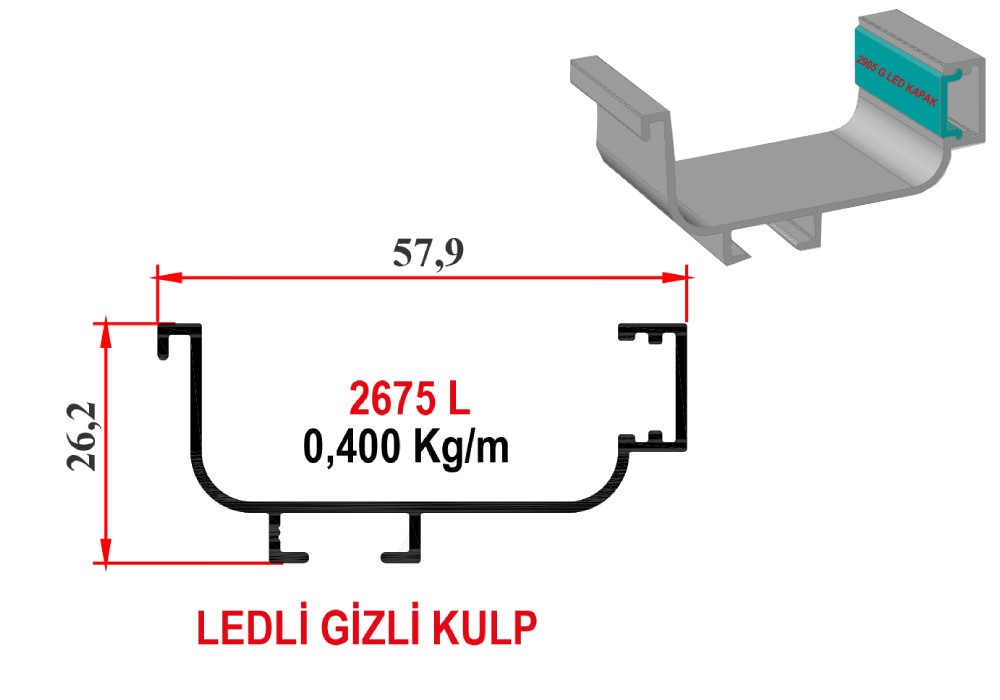 2675 L - LEDLİ GİZLİ KULP 