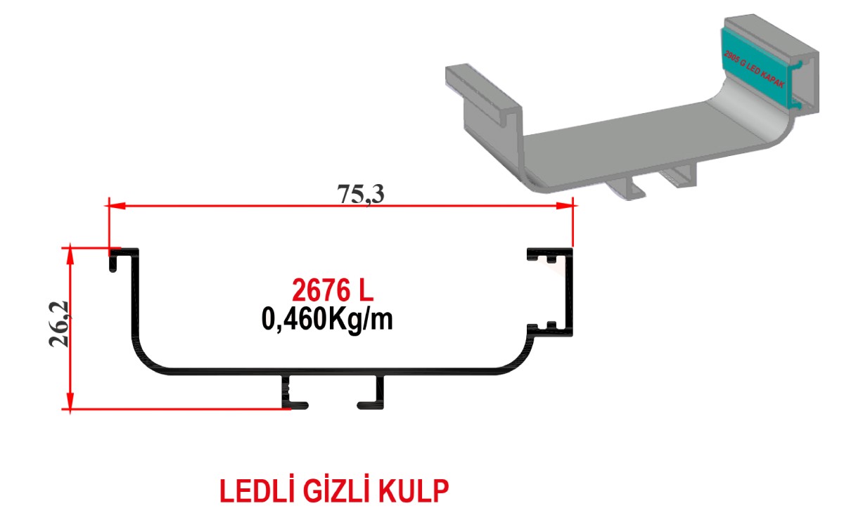 2676 L - LEDLİ GİZLİ KULP 